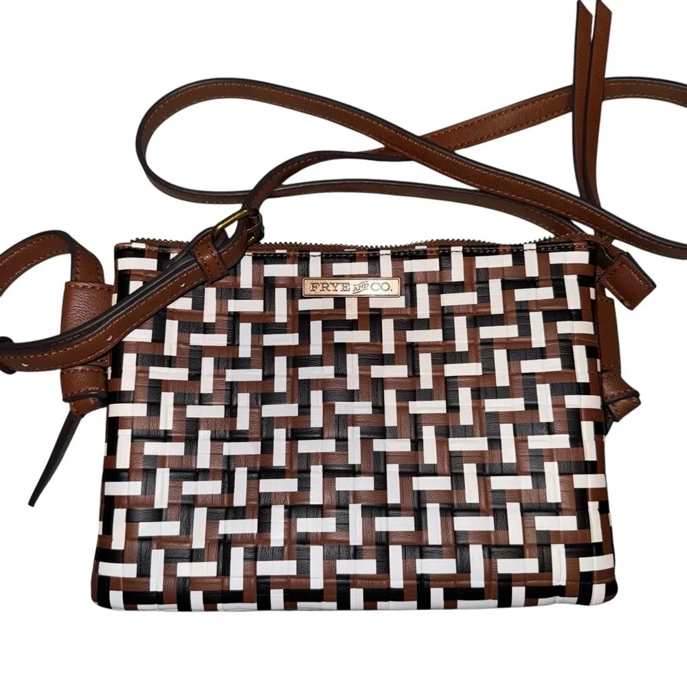 FRYE & CO Multicolor Embossed Woven Braided Crossbody Handbag Bag